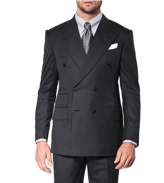 Charcoal Grey Overlay Stripe, Double-breasted Bespoke Suit - custom suits nyc bespoke tailor midtown, noho