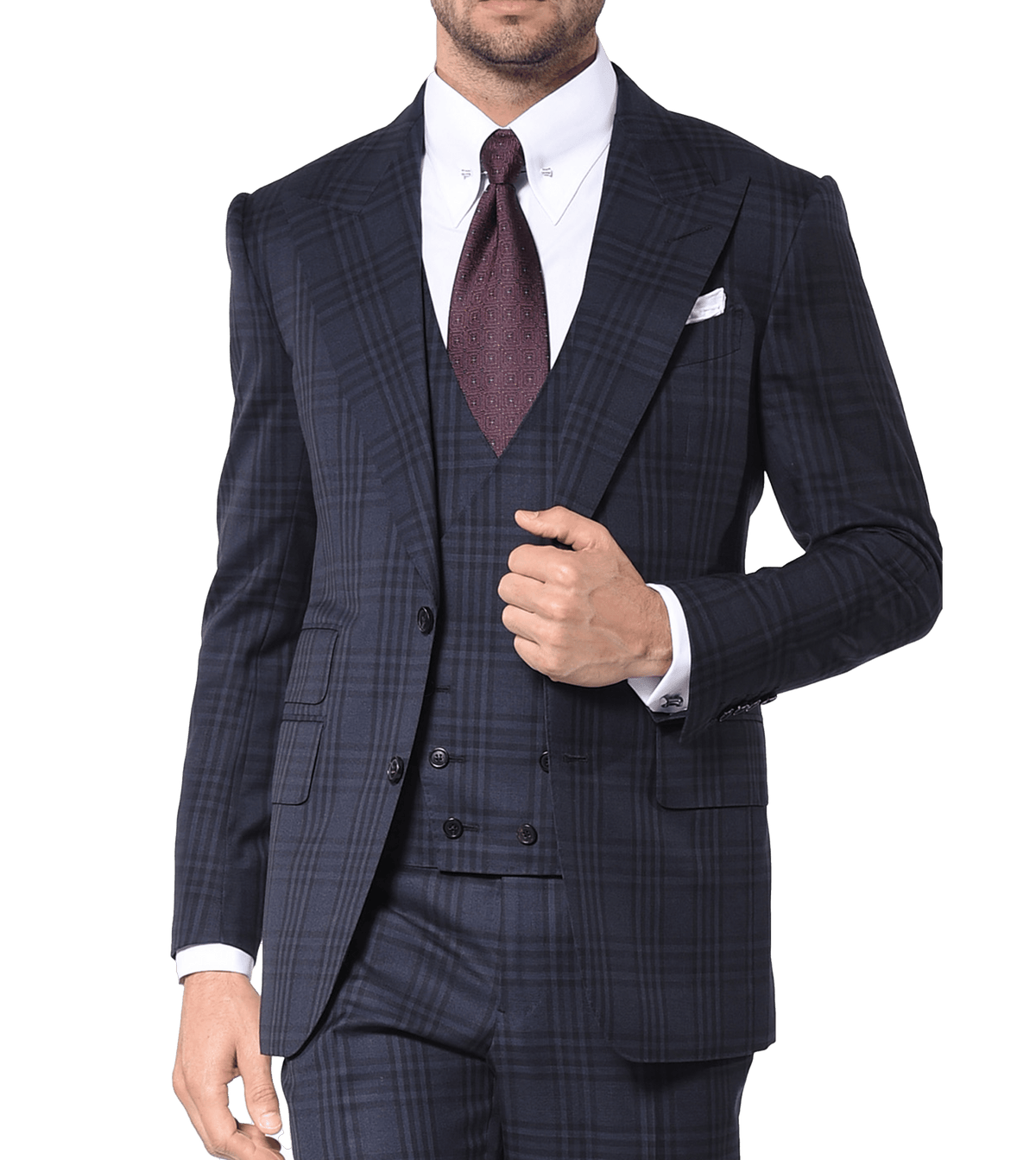 Navy Macro-plaid Signature Bespoke Suit - custom suits nyc bespoke tailor midtown, noho