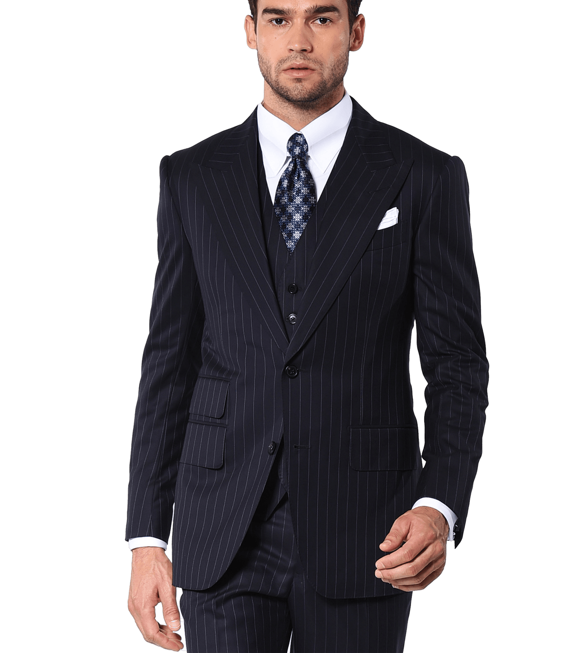 Navy Twill Stripe Signature Bespoke Suit - custom suits nyc bespoke tailor midtown, noho