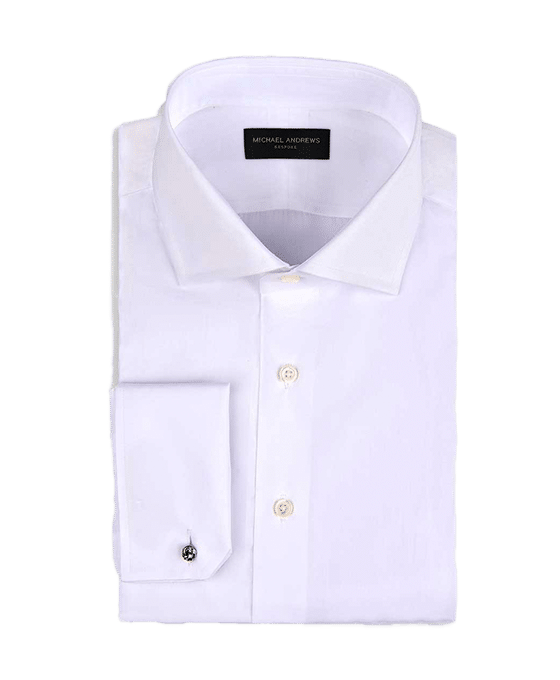(product) White Poplin, Spread-Collar Shirt - custom suits nyc bespoke tailor midtown, noho