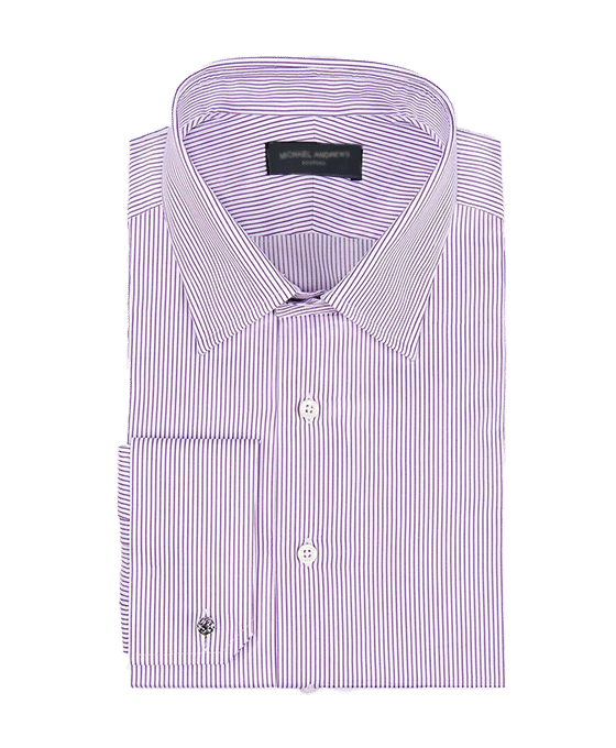 (product) Purple Thin Stripe, Classic-Collar Shirt - custom suits nyc bespoke tailor midtown, noho