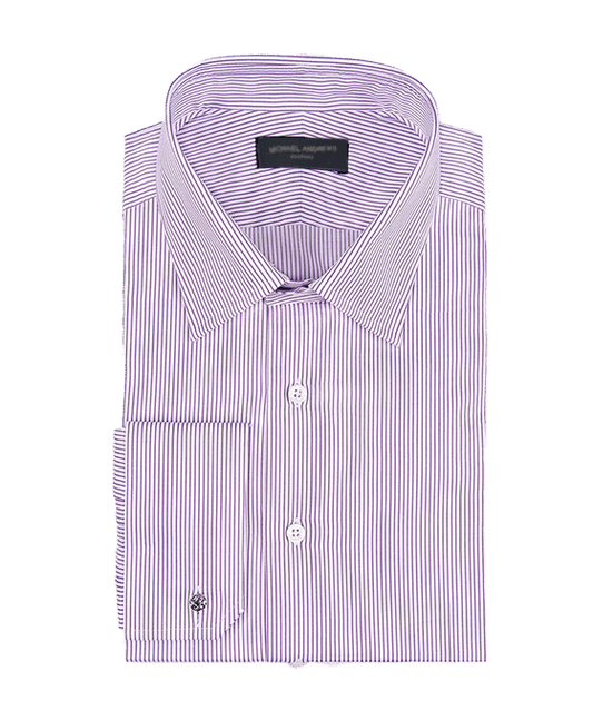 (product) Purple Thin Stripe, Classic-Collar Shirt - custom suits nyc bespoke tailor midtown, noho