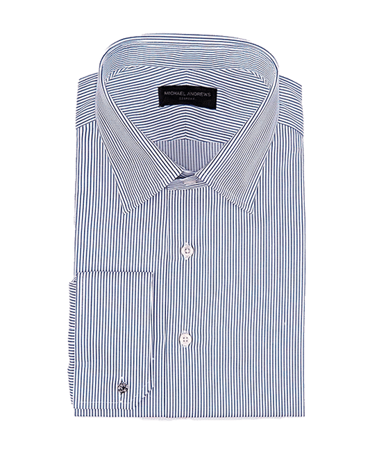 (product) Blue Thin Strip Classic Collar Shirt - custom suits nyc bespoke tailor midtown, noho
