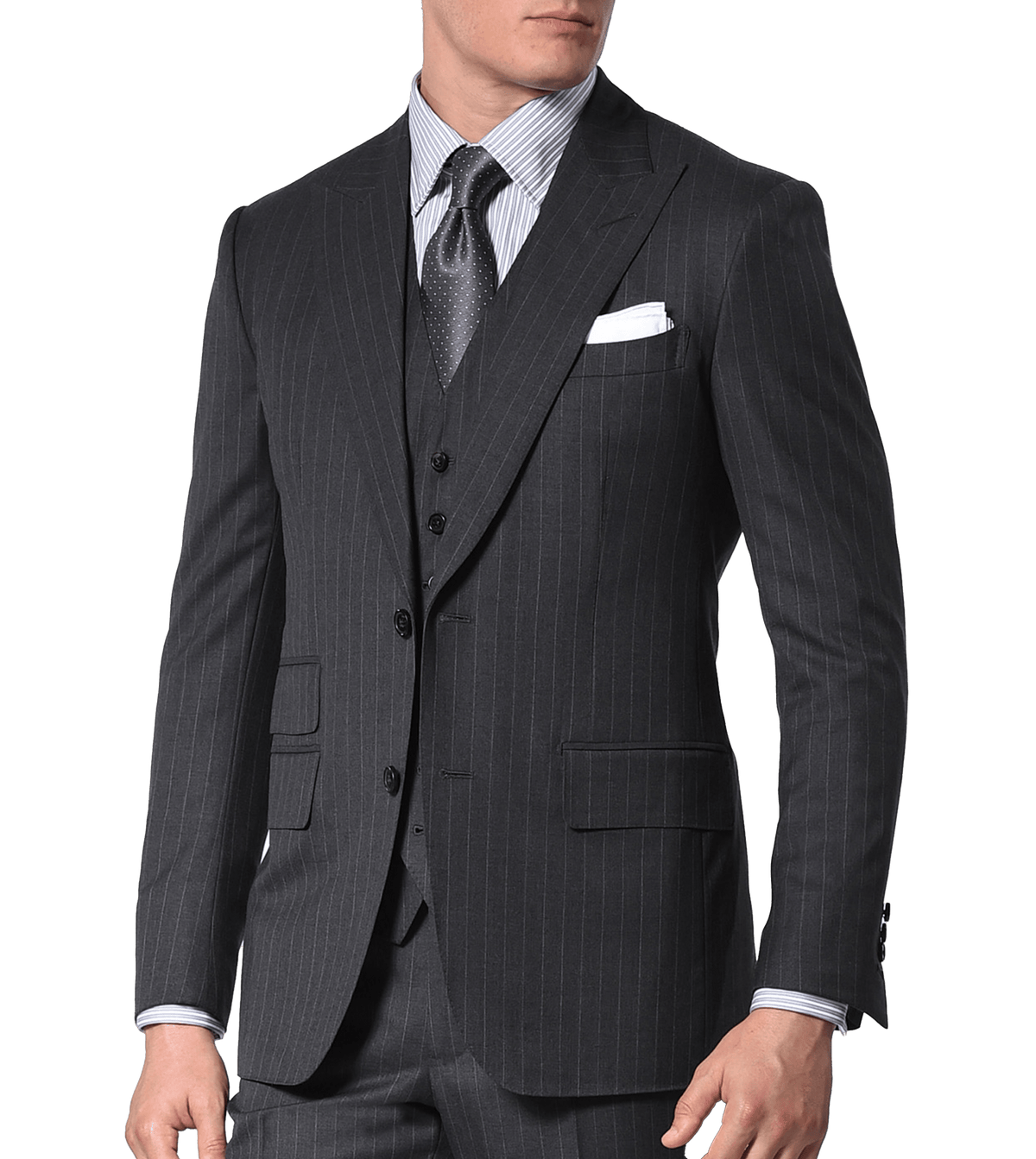 Charcoal Twill Stripe Classic Bespoke Suit - custom suits nyc bespoke tailor midtown, noho