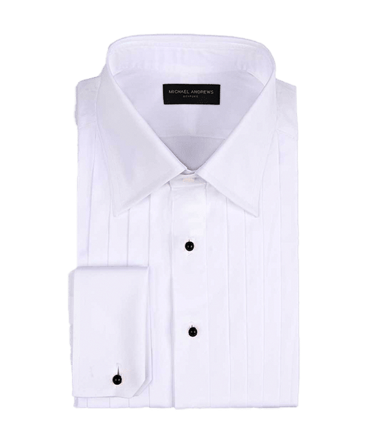 (product) White Poplin, 34-pleats, Classic-collar, Formal Shirt - custom suits nyc bespoke tailor midtown, noho