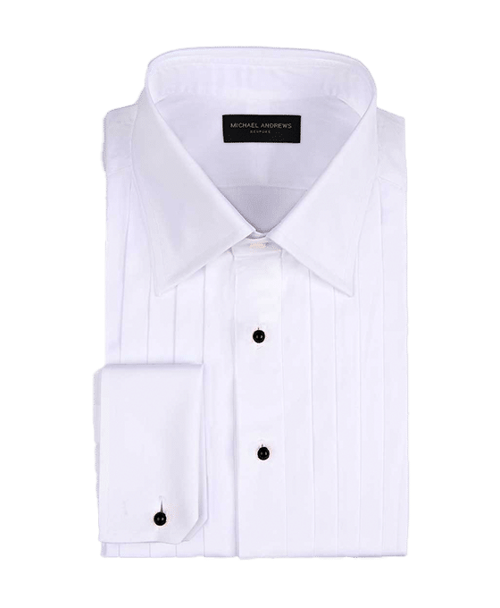 (product) White Poplin, 34-pleats, Classic-collar, Formal Shirt - custom suits nyc bespoke tailor midtown, noho