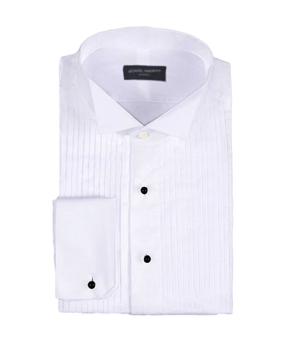 White Tuxedo Shirt Wing Collar 1/4" Pleats - custom suits nyc bespoke tailor midtown, noho