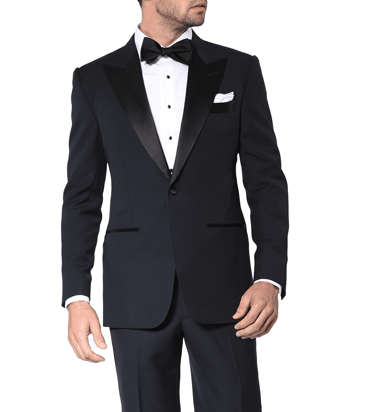 (product) Midnight Barathea Classic Satin Bespoke Tuxedo - custom suits nyc bespoke tailor midtown, noho
