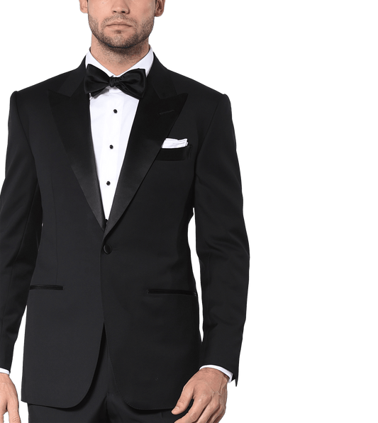 (product) Black Classic Satin Bespoke Tuxedo - custom suits nyc bespoke tailor midtown, noho