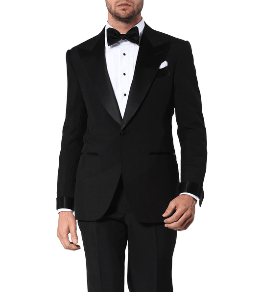 (product) Black Tonic Mohair Signature Satin Bespoke Tuxedo - custom suits nyc bespoke tailor midtown, noho