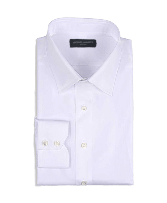 (product) White Stretch Poplin, Traditional-Collar Shirt - custom suits nyc bespoke tailor midtown, noho
