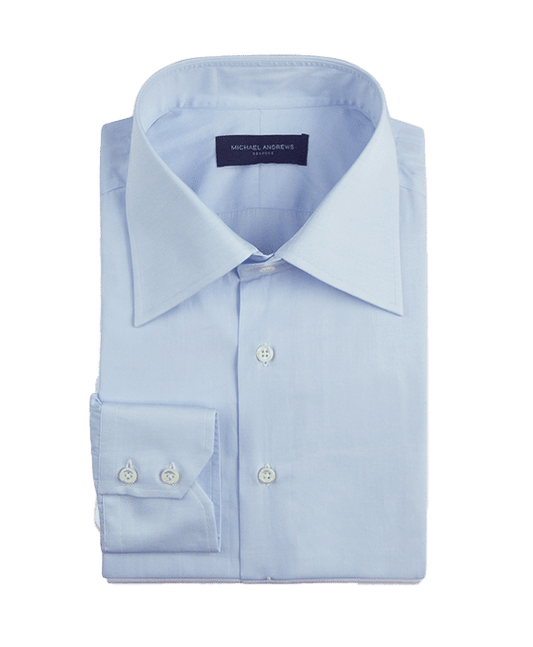 (product) Light Blue Poplin, Italian-Collar Shirt - custom suits nyc bespoke tailor midtown, noho