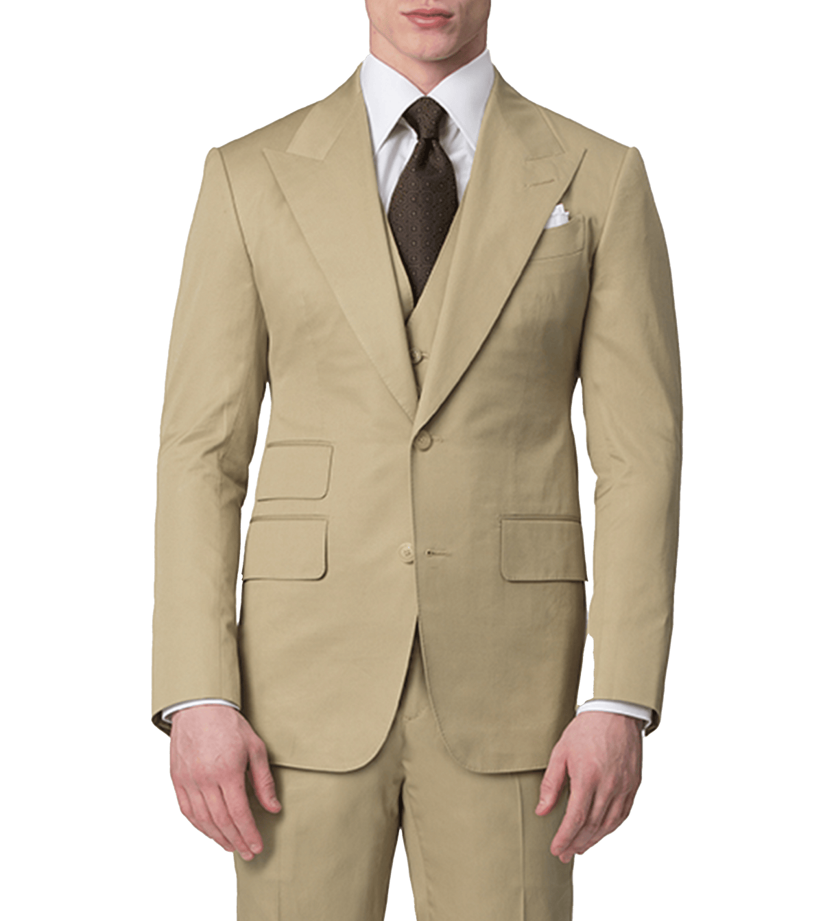 Khaki Cotton Bespoke Suit - custom suits nyc bespoke tailor midtown, noho