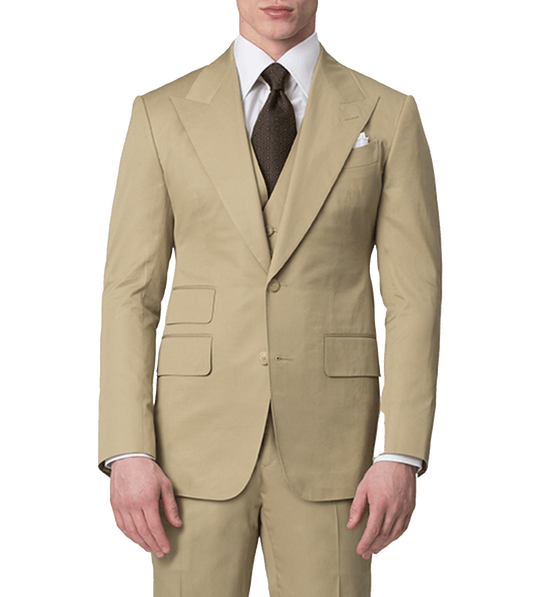 Khaki Cotton Bespoke Suit - custom suits nyc bespoke tailor midtown, noho