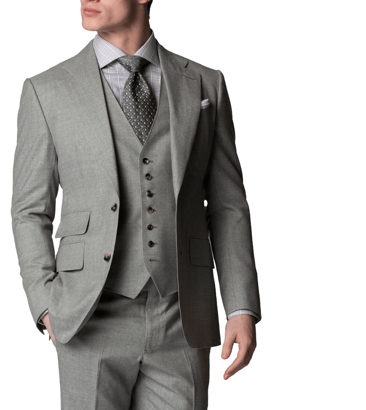 Bespoke Light Grey Sharkskin Suit - custom suits nyc bespoke tailor midtown, noho