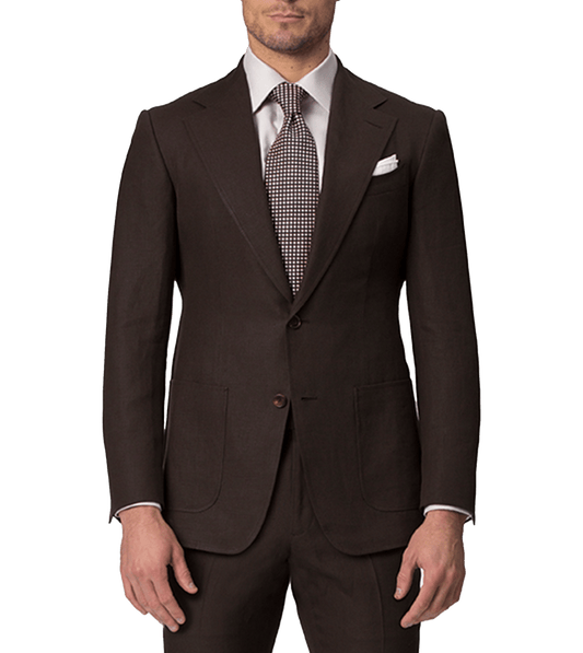 Dark Brown Linen Bespoke Suit - custom suits nyc bespoke tailor midtown, noho