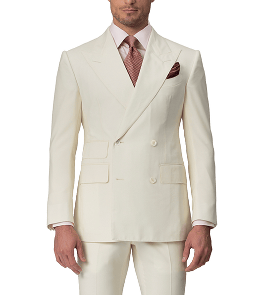 Cream Plain Weave Bespoke Suit - custom suits nyc bespoke tailor midtown, noho
