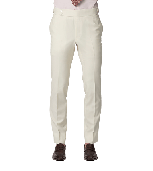 Cream Plain Weave Bespoke Trouser - custom suits nyc bespoke tailor midtown, noho