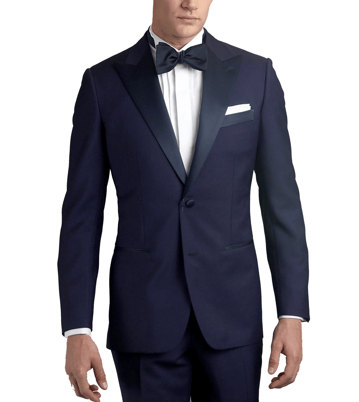 Royal Blue one-button made-to-measure Tuxedo with Navy satin trim - custom suits nyc bespoke tailor midtown, noho