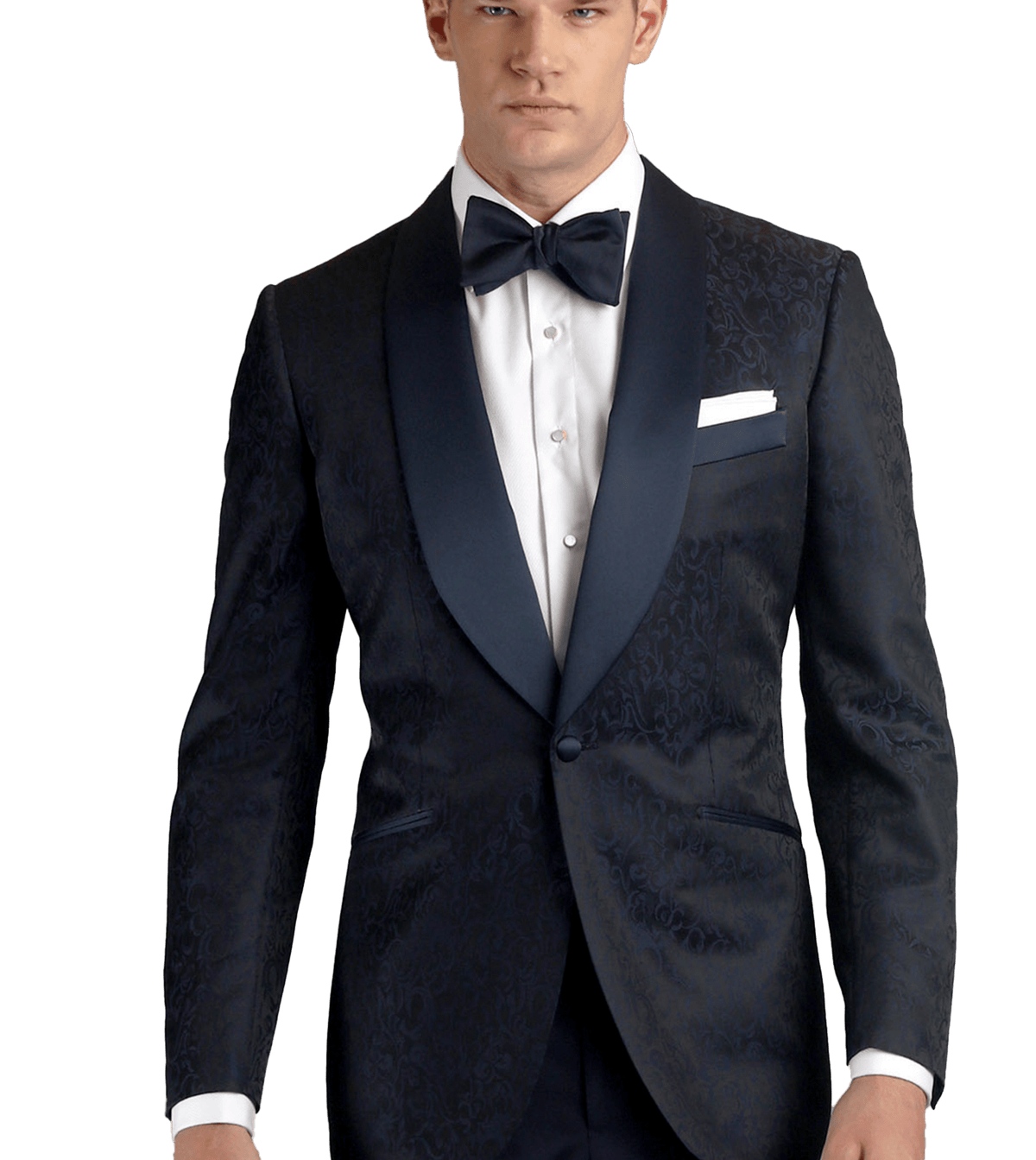 Blue Floral Jacquard one-button made-to-measure Dinner Jacket - custom suits nyc bespoke tailor midtown, noho