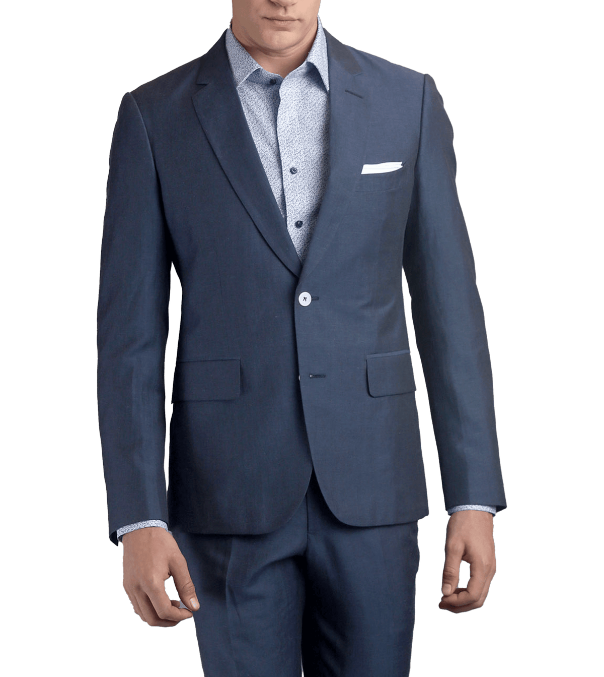 Medium Blue Two-button Wool-Linen Blend, made-to-measure Suit - custom suits nyc bespoke tailor midtown, noho