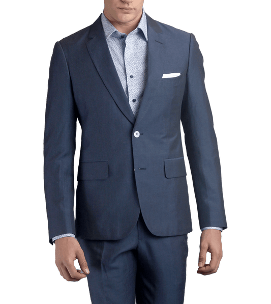 Medium Blue Two-button Wool-Linen Blend, made-to-measure Suit - custom suits nyc bespoke tailor midtown, noho