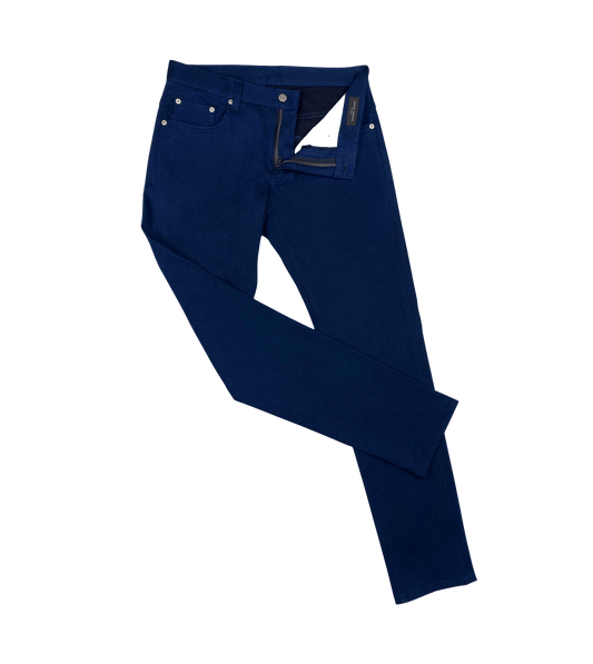 (product) Royal Blue Stretch Denim Jeans - custom suits nyc bespoke tailor midtown, noho