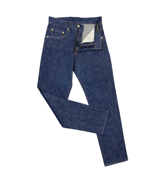 (product) Navy Blue Stretch Denim Jeans - custom suits nyc bespoke tailor midtown, noho