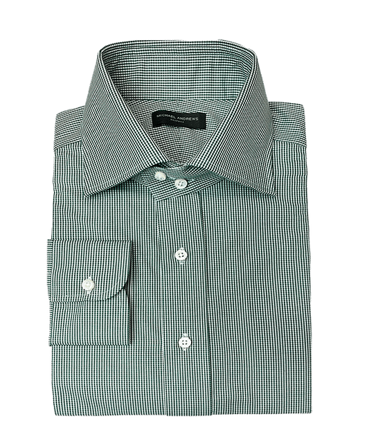 (product) Green Check Easy Care Poplin Dress Shirt - custom suits nyc bespoke tailor midtown, noho