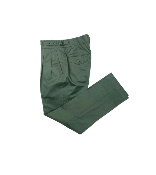 (product) Green Cotton Gurkha Trousers - custom suits nyc bespoke tailor midtown, noho