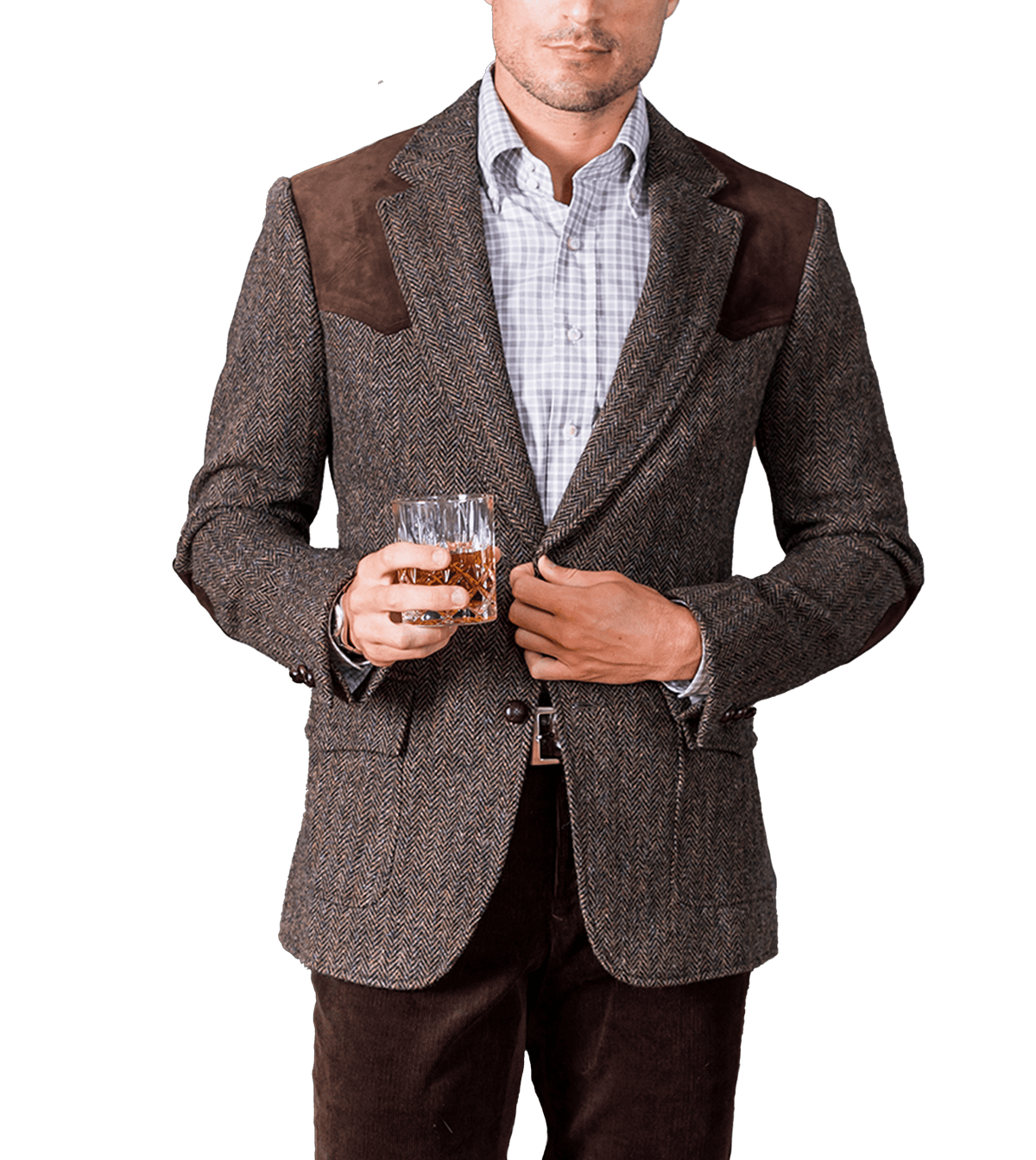 (product) Brown Herringbone Western Jacket - custom suits nyc bespoke tailor midtown, noho