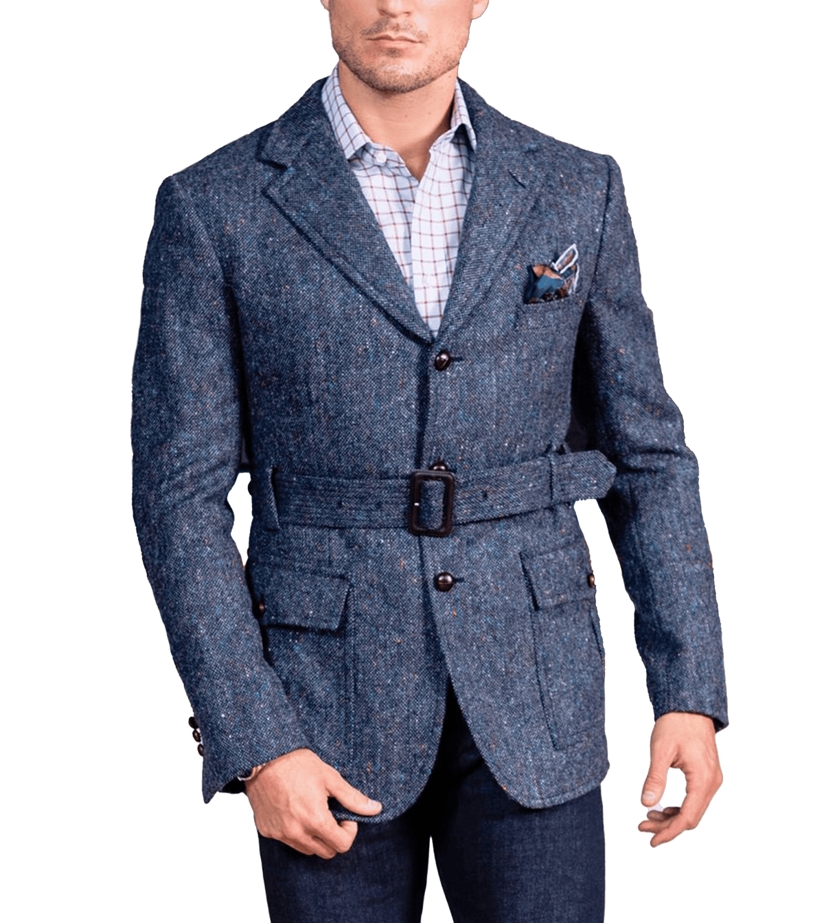 Blue Donegal Tweed Cotswald Sport Coat - custom suits nyc bespoke tailor midtown, noho