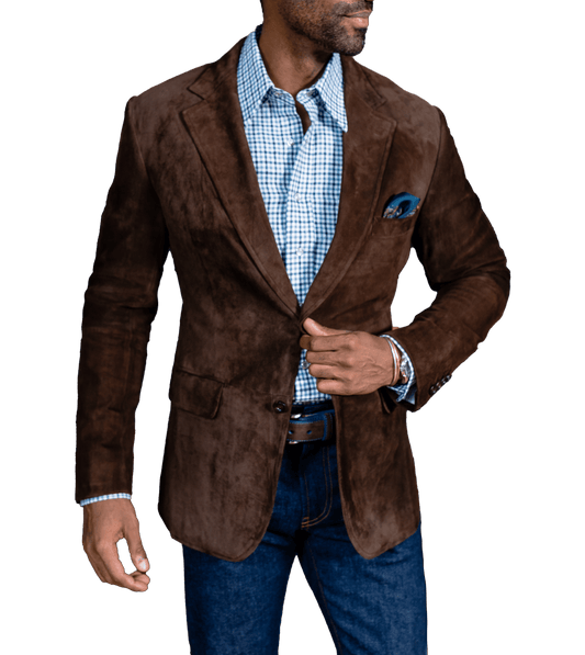 (product) Dark Brown Lamb Suede Sport Coat - custom suits nyc bespoke tailor midtown, noho