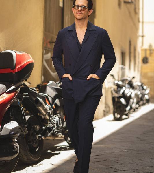 Solid Navy Seersucker Suit - custom suits nyc bespoke tailor midtown, noho