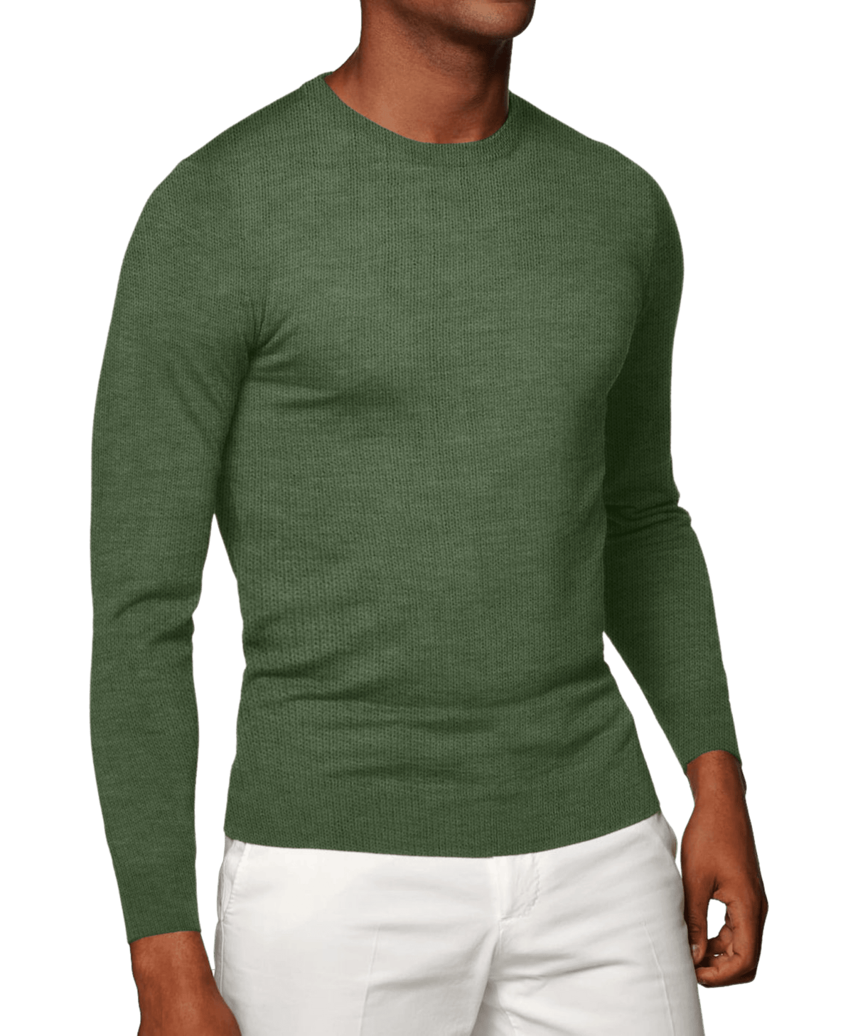 (product) Olive Cashmere Crew Neck Sweater - custom suits nyc bespoke tailor midtown, noho