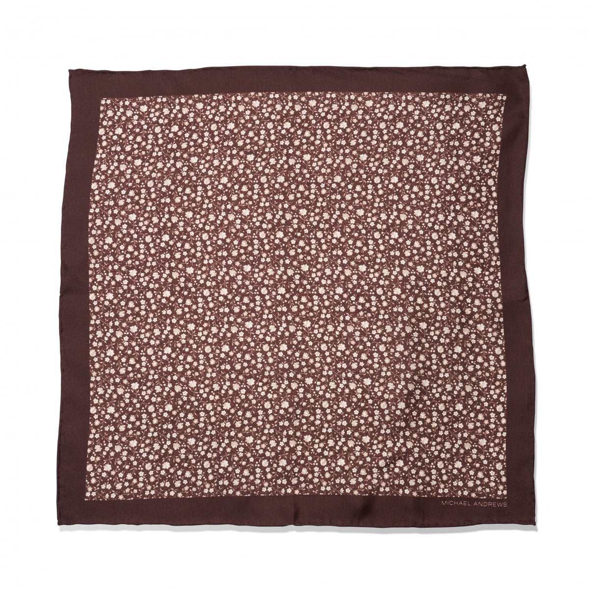 (product) Brown Small Floral Pocket Square - custom suits nyc bespoke tailor midtown, noho