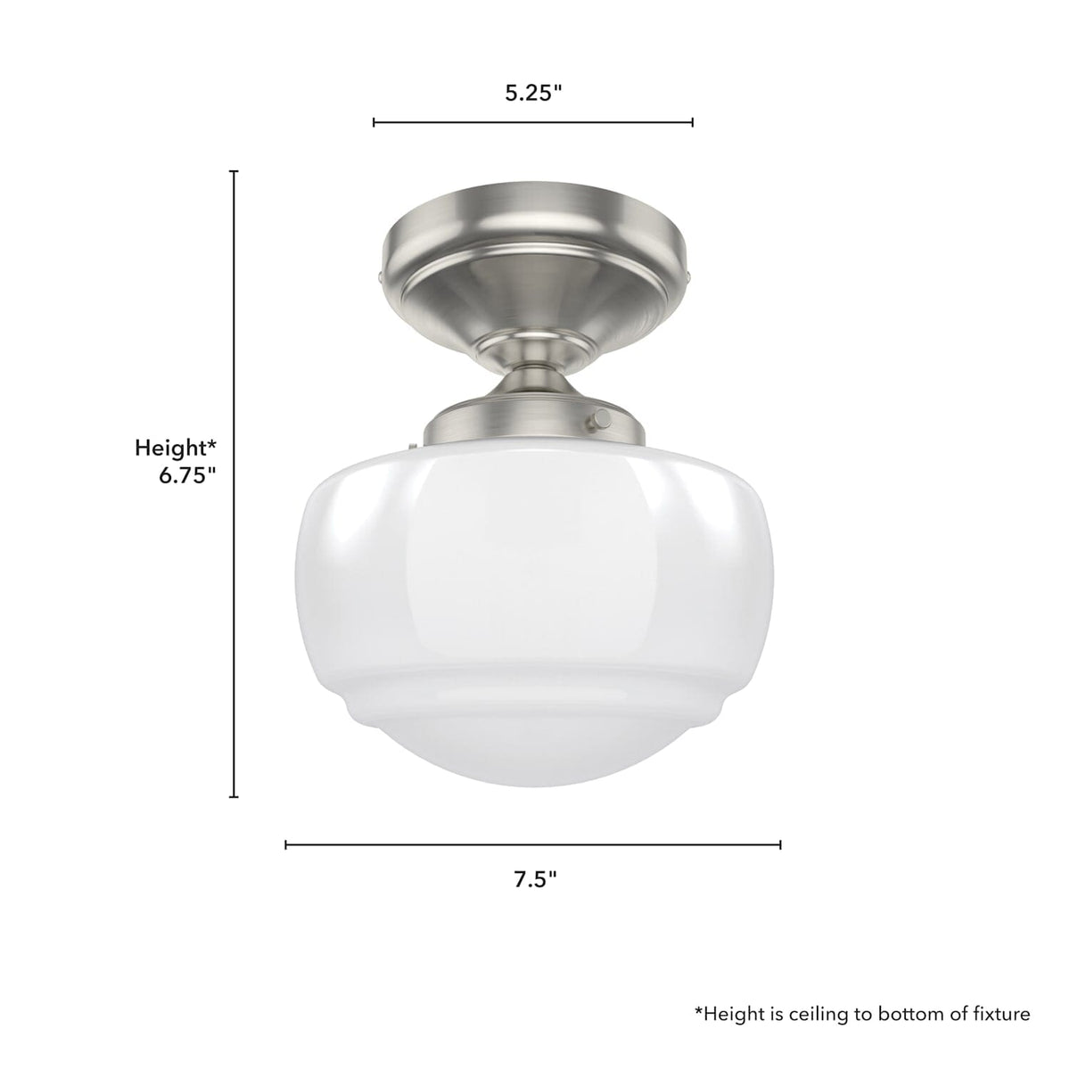 Saddle Creek Shiny Cased White Glass 1 Light Mini Semi Flush