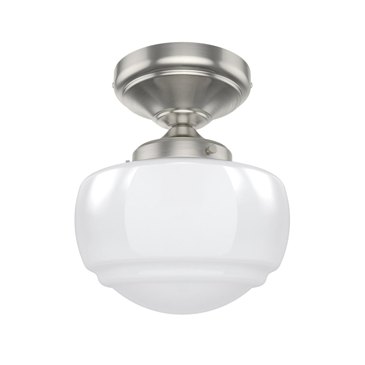 Saddle Creek Shiny Cased White Glass 1 Light Mini Semi Flush