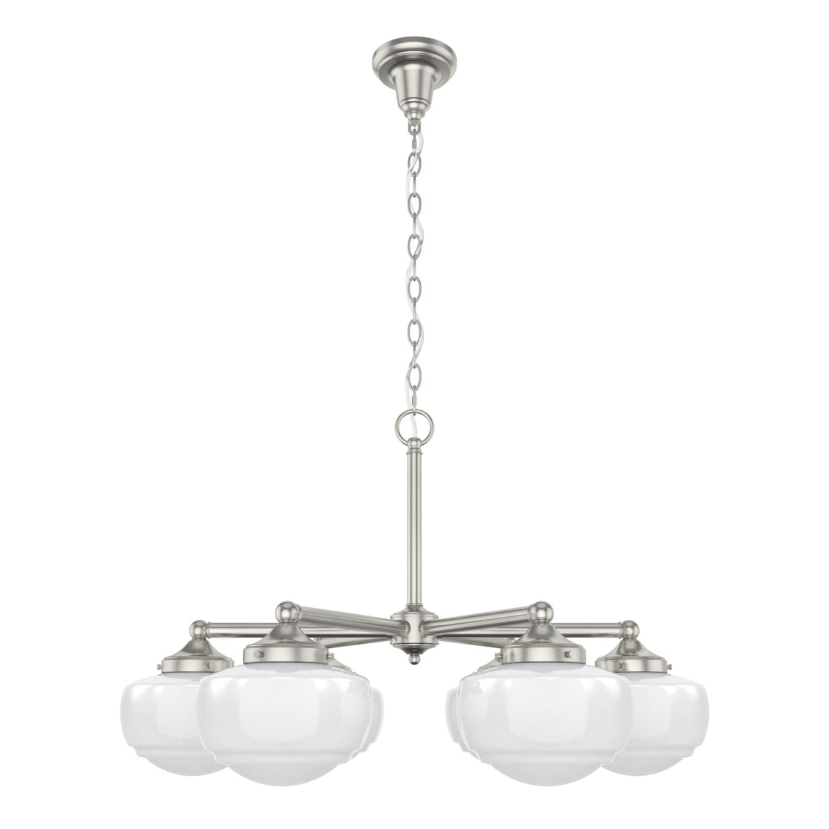 Saddle Creek Shiny Cased White Glass 6 Light Chandelier