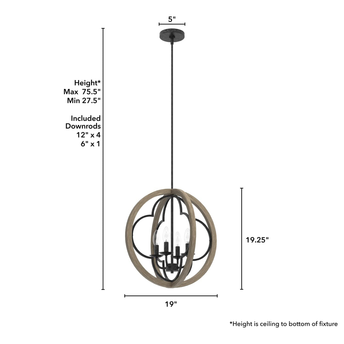 Gablecrest 4 Light Pendant 19 inch