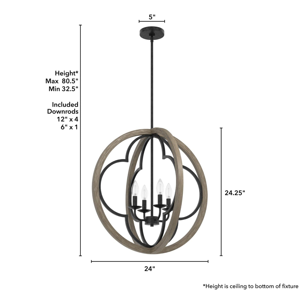 Gablecrest 4 Light Pendant 24 inch