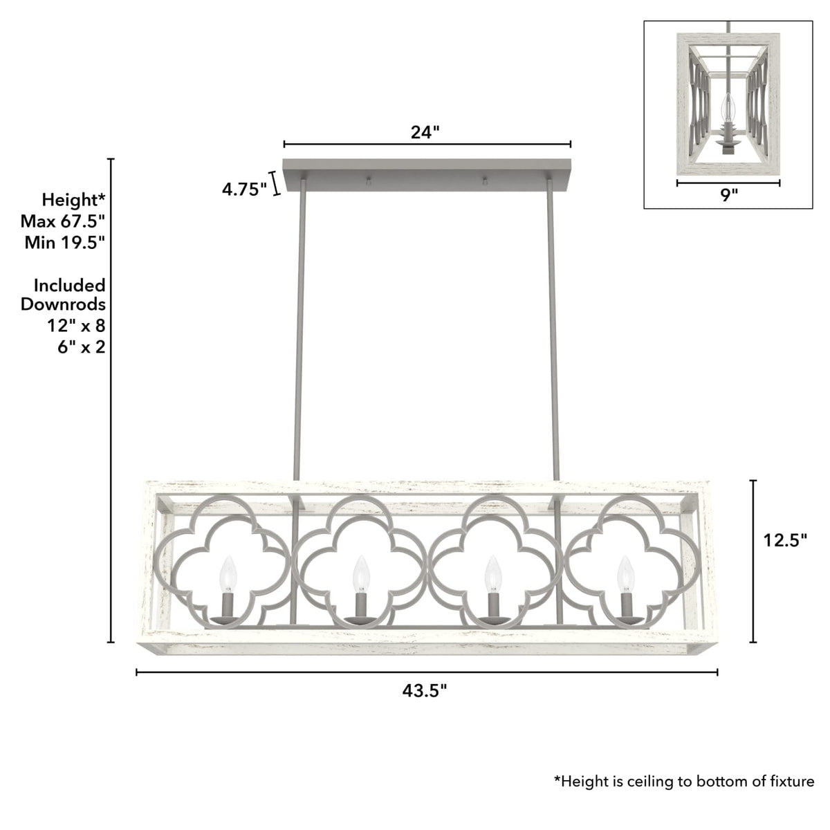 Gablecrest 4 Light Linear Chandelier