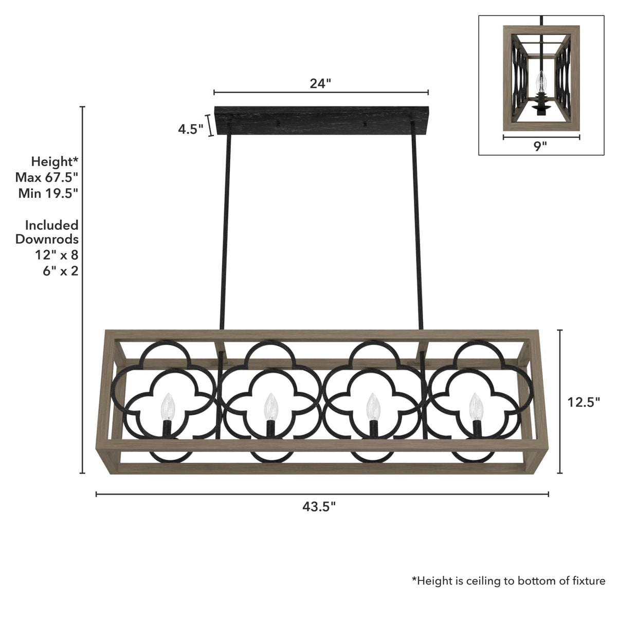 Gablecrest 4 Light Linear Chandelier