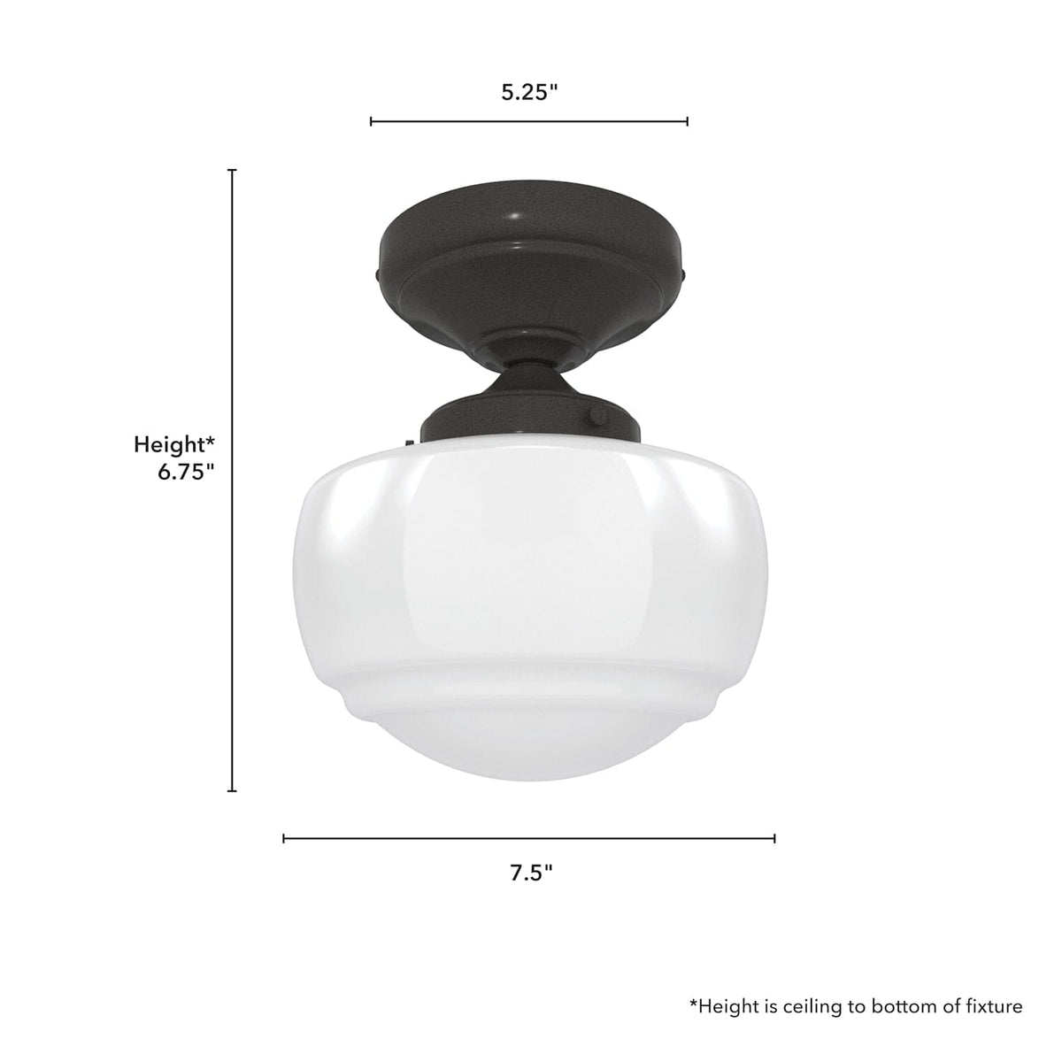 Saddle Creek Shiny Cased White Glass 1 Light Mini Semi Flush
