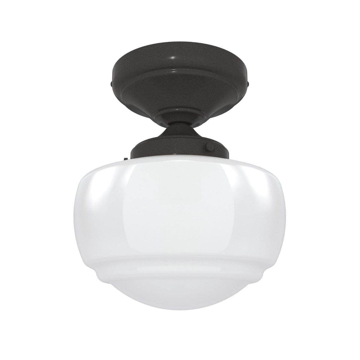 Saddle Creek Shiny Cased White Glass 1 Light Mini Semi Flush
