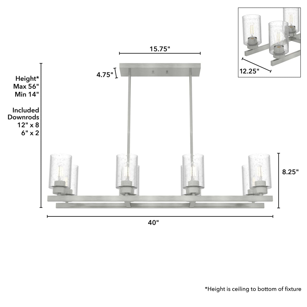 Hartland 8 Light Linear Chandelier