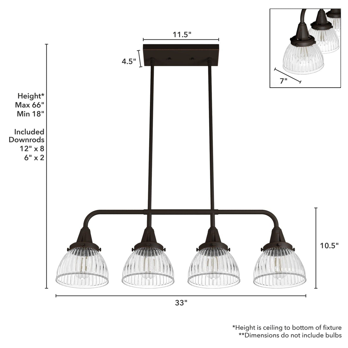 Cypress Grove 4 Light Linear Chandelier