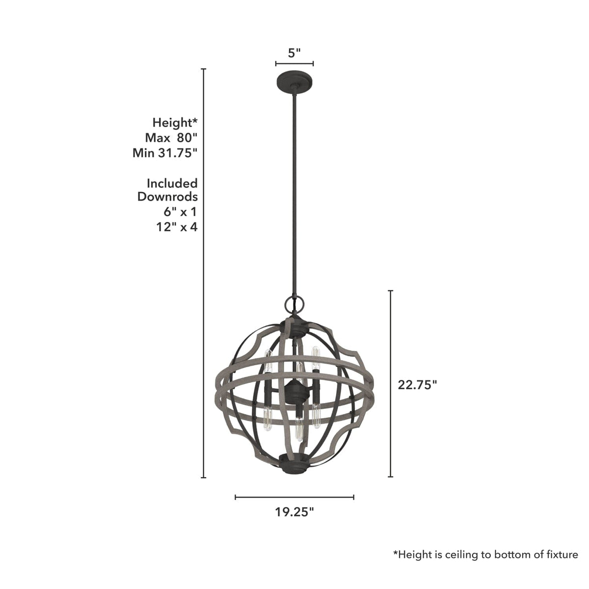 Stone Creek 6 Light Pendant 19 inch