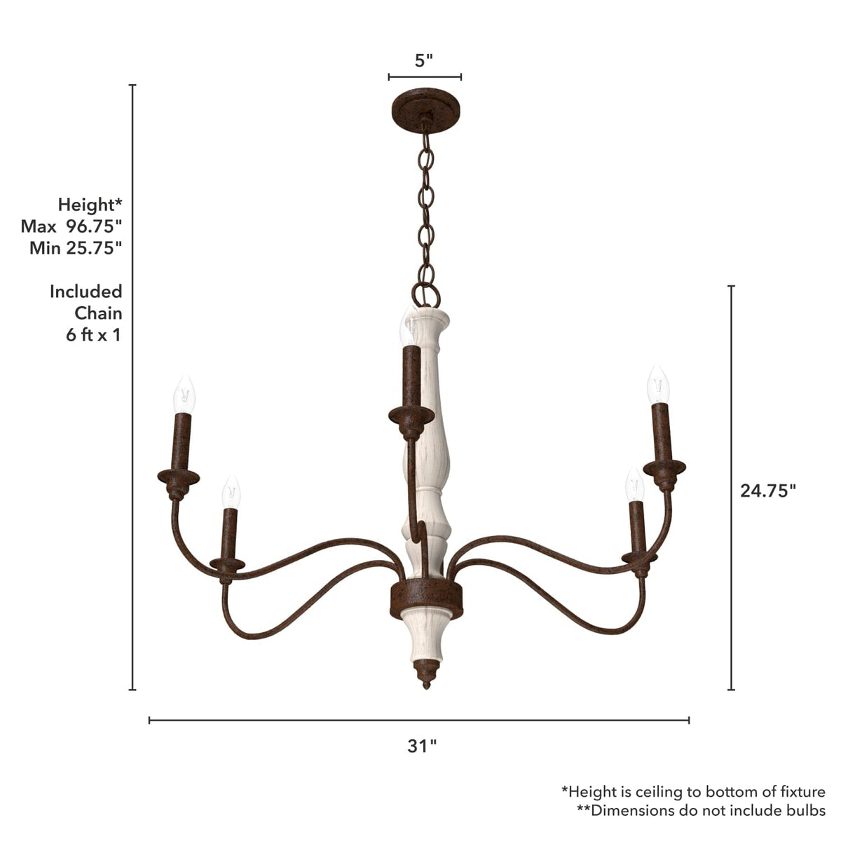 Teren 6 Light Chandelier