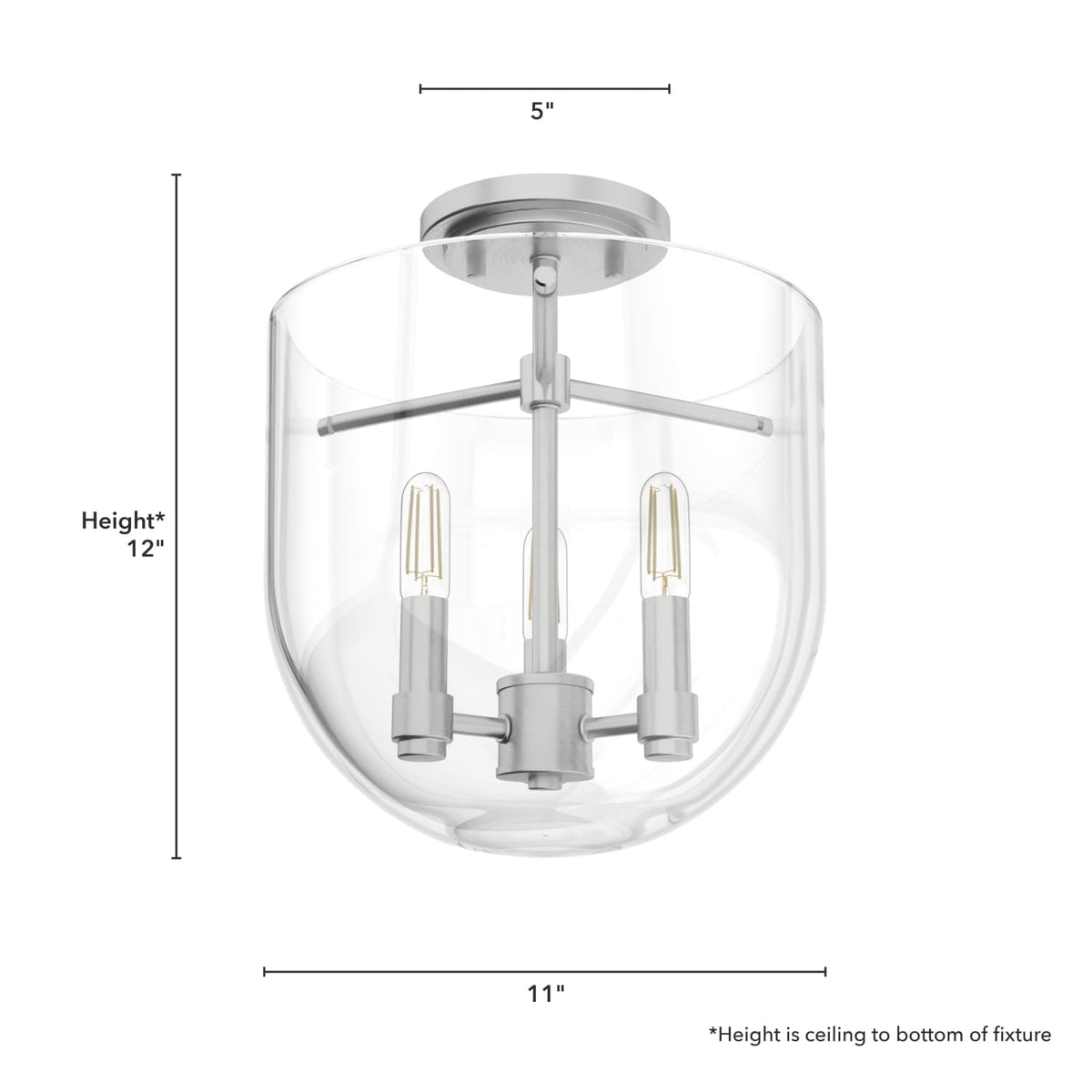 Sacha 3 Light Semi-Flush Mount